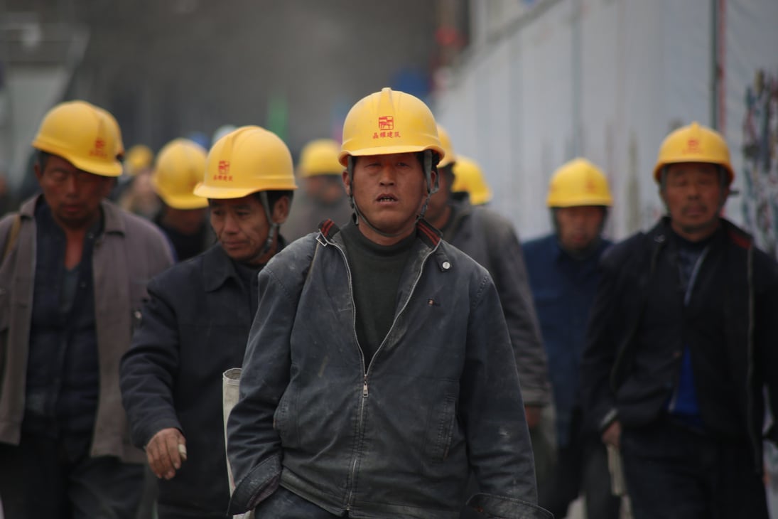 Factory Workers with Hard Hats